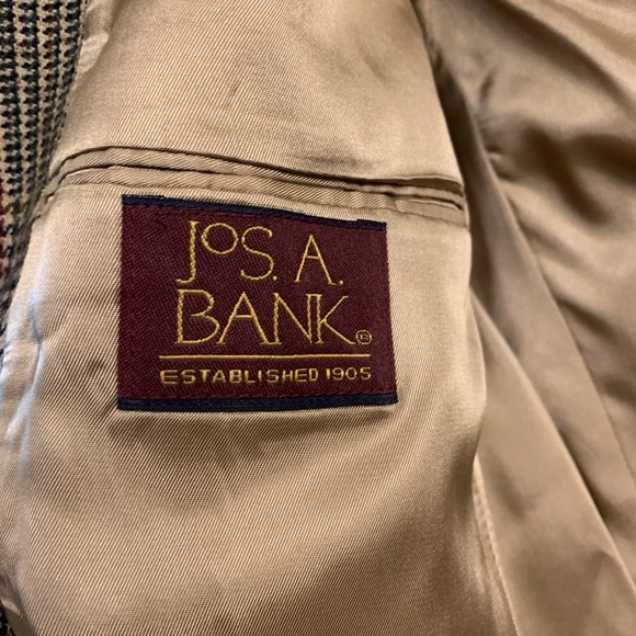 Jos A Bank Sport Coat Men 40R WindowPane Plaid 100% Wool Business Jacket Blazer - Picture 5 of 7